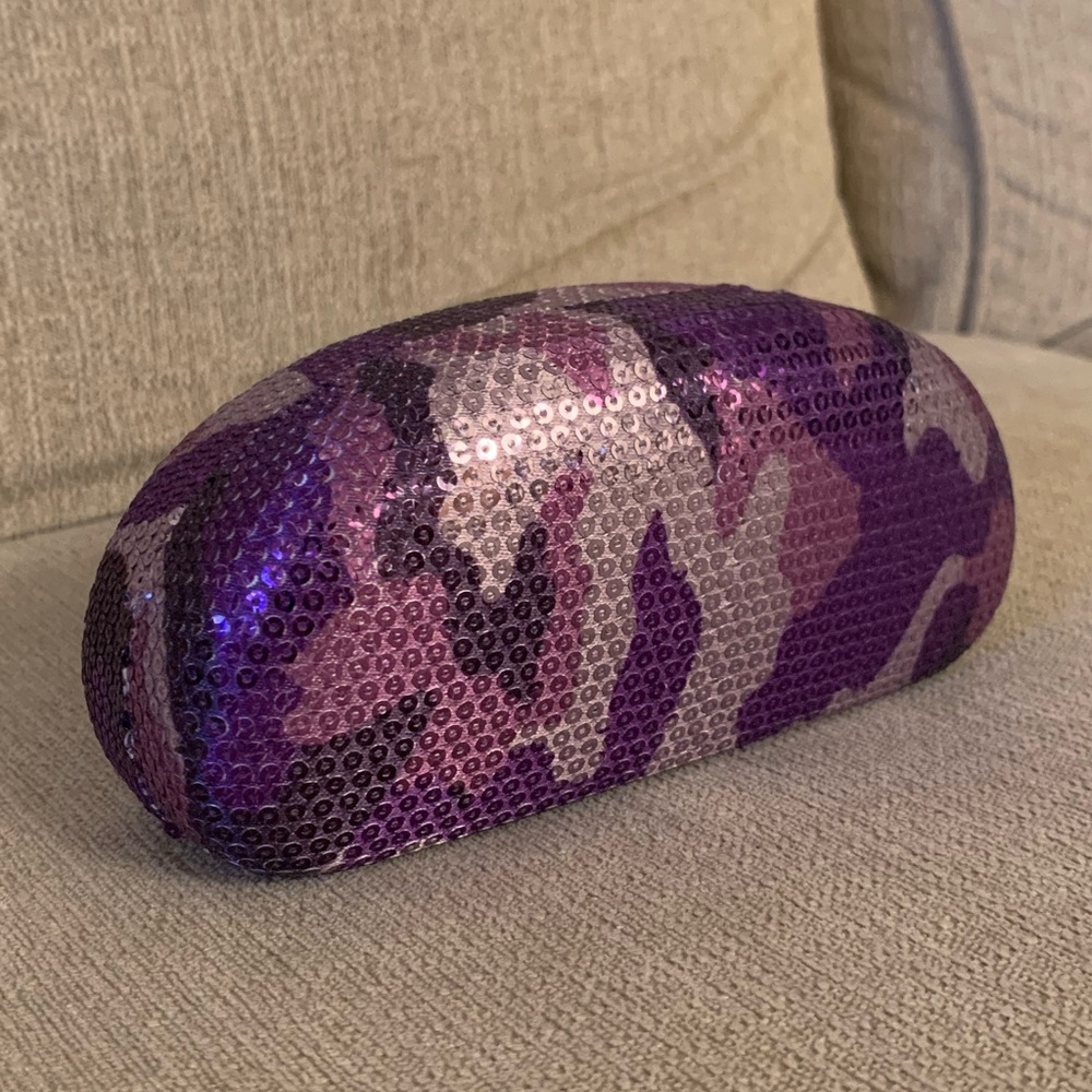 Purple and Silver Camo Sequin Sunglasses or Eyewear Holder Y2K
